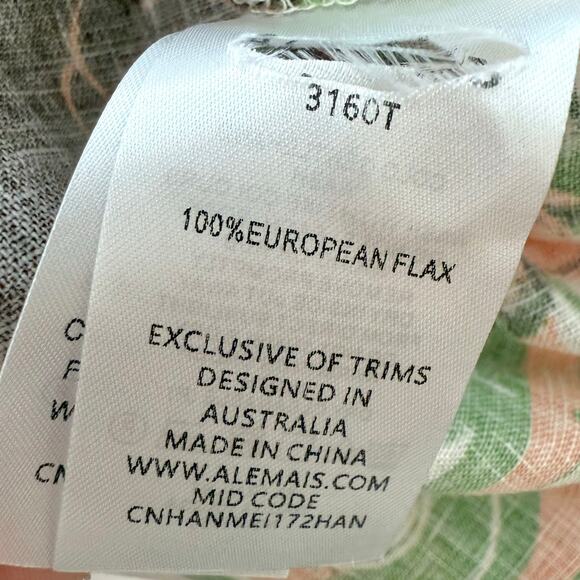 ALEMAIS x Alan Berry Rhys Bungalow Linen Button-Down Shirt Top US 4 Oversized - Picture 12 of 13